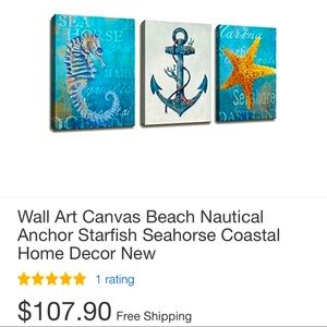 Beach Nautical Canvas Coastal Wall Decor 3 piece